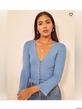 Reformation Gellar knit top in Parisian blue